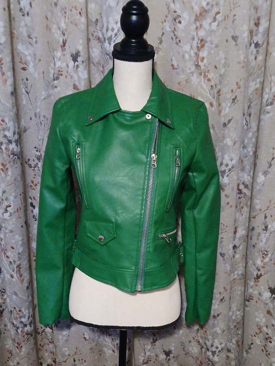 Love Tree Jackets & Blazers - Love Tree Bright Green Faux Leather Moto Jacket